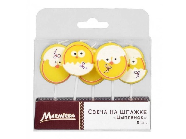 Свеча на шпажке «Цыпленок» 3,5*3 см 5 шт MARMITON /24